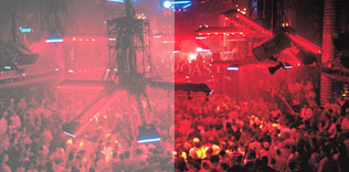 Busy night club interior.